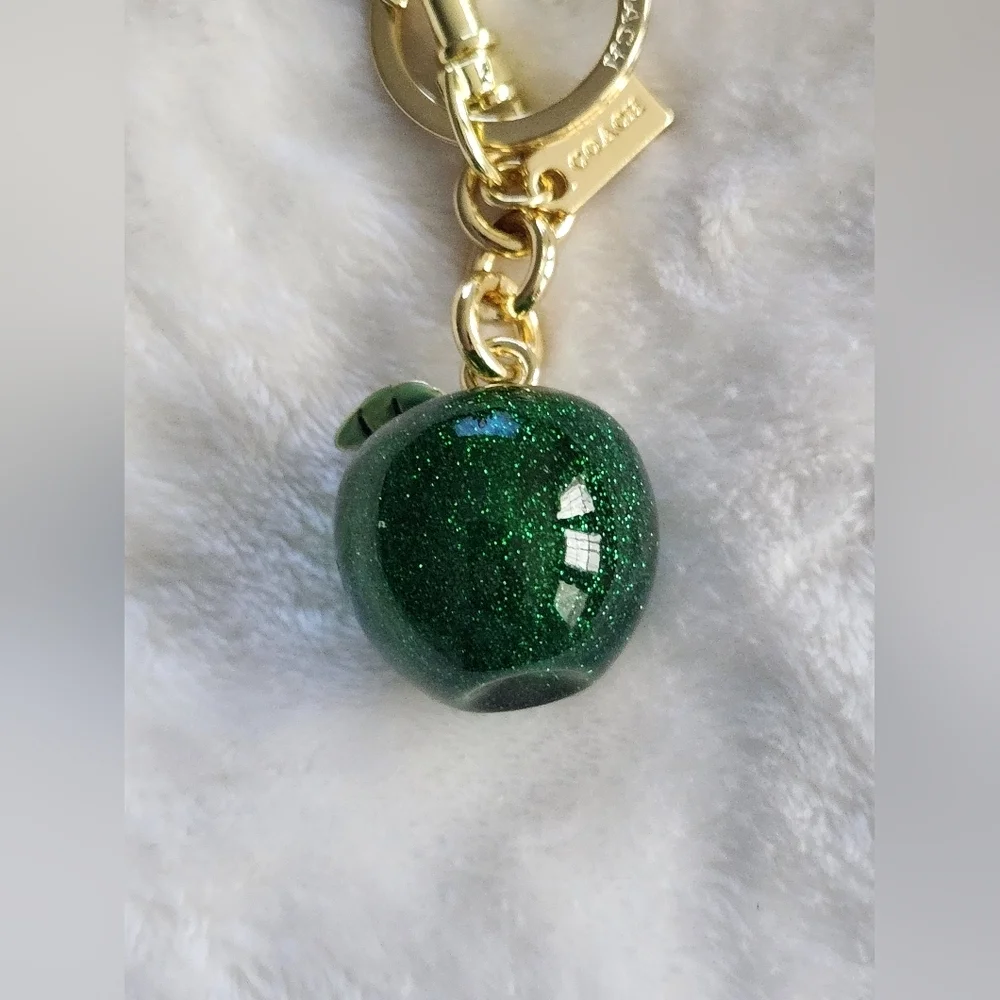 Glittery Green Apple Keychain C Logo Inspired Bag Charm